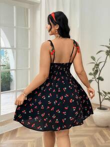 Soleia 黑樱桃印花罩杯风格浪漫休闲大码波西米亚风度假连衣裙，适合夏季 - 彩色 - 查看 2