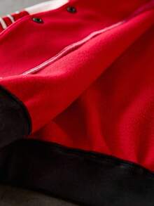 Coolane 女装秋季酷女孩街头潮流外出运动休闲嘻哈字母印花撞色长袖单排扣棒球服情侣同款红黑白外套 - 彩色 - 查看 7