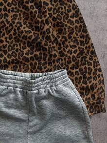 Attitoon 经典休闲豹纹女式卫衣，Y2K风格，街头风，复古风，返校季，秋季，度假，休闲，教师季，秋冬季，校园风，乡村风，嘻哈风 - 彩色 - 查看 3