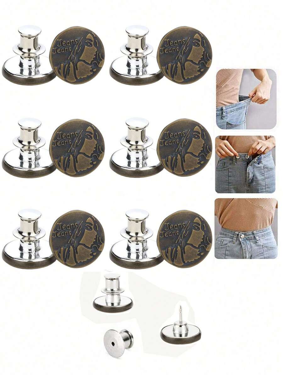 6颗/12颗牛仔裤纽扣替换套装 17mm 免缝金属纽扣维修套装 无钉可拆卸牛仔裤纽扣替换组合装 情人节 婚礼 生日 纽扣 缝纫 缝纫用品 缝纫配件 工艺用品 DIY 成人工艺品 - 銅色 - 查看 1