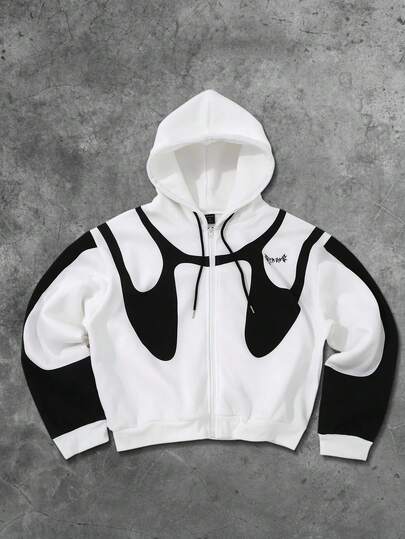 Street Life Unisex Streetwear Style Patchwork Hoodie Sweatshirt, Autumn/Winter