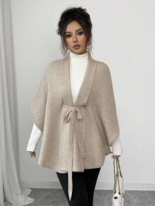 Rafferiza Fashionable Casual Date High-End Poncho Shawl Versatile Unique Elegant Women Cardigan Sweater, Autumn/Winter