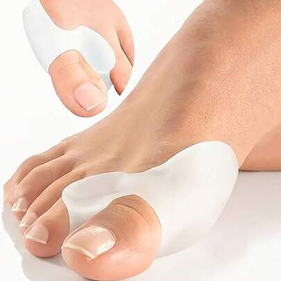 SHEIN 1 Par de Separador de Dedos e Silicone Branco - Órtese Ultra Macia para Hálux Valgo para Cuidados com os Pés, Alívio da Dor