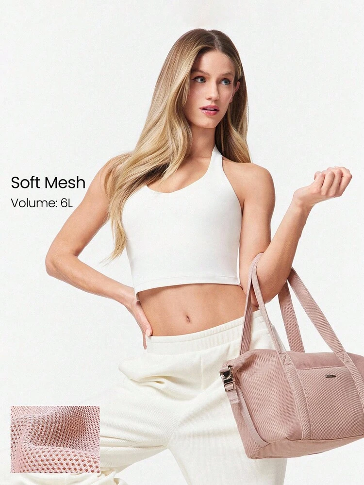 Bolso de hombro cuadrado de malla suave y cómoda con correas ajustables, de 6L, para gimnasio, estudio, viaje, vacaciones, uso diario y casual