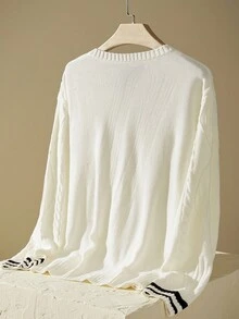 Mainfolk Men's Casual Diamond Cable Knit Contrast Color Cardigan, Fall Winter - Multicolor - View 2