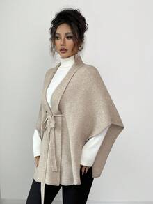 Rafferiza Fashionable Casual Date High-End Poncho Shawl Versatile Unique Elegant Women Cardigan Sweater, Autumn/Winter