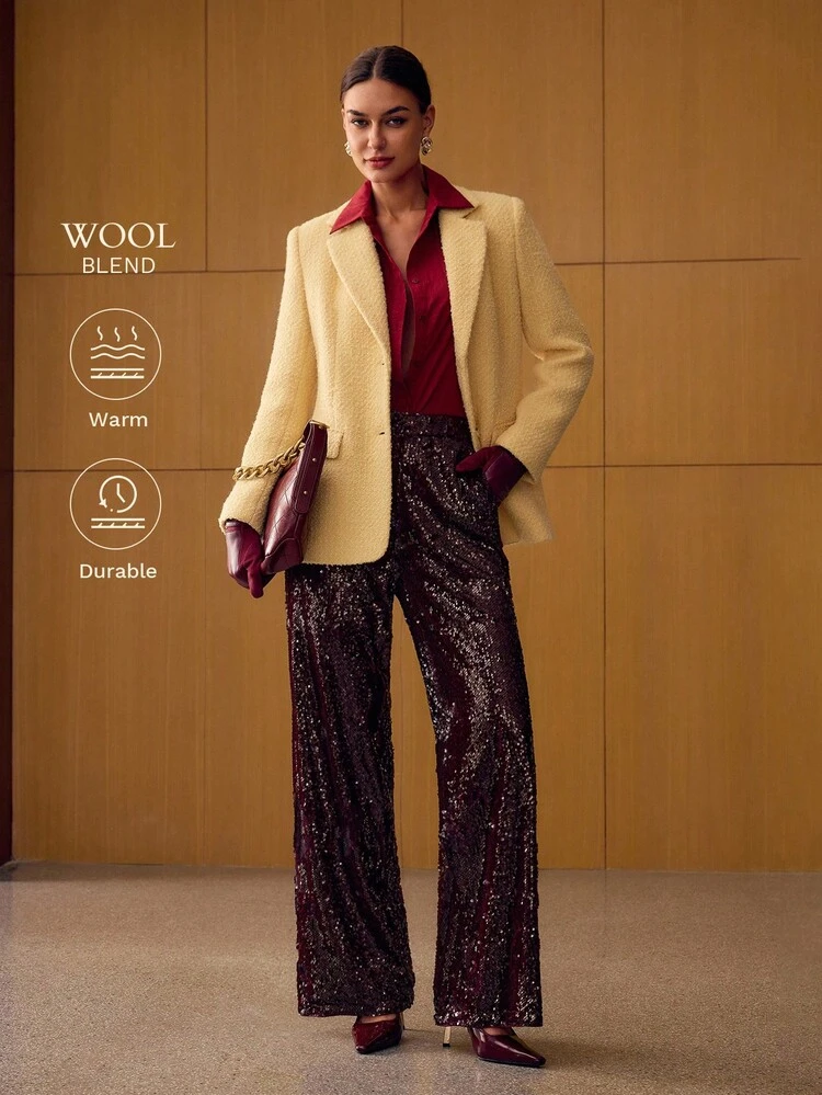 WOOL LAPEL COLLAR BELTED OVERCOAT