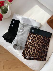 Comfortcana Quần short thoáng khí họa tiết da báo Colorblock dành cho nữ - Nhiều màu - Xem 4