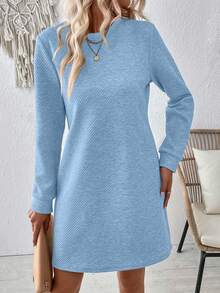 EMERY ROSE Women's Casual Solid Color Long Sleeve Dress