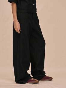 MUSERA 低腰直筒牛仔裤，带口袋和腰带环，仅裤脚，适合夏季休闲、书店、假日、节日、音乐会、西部度假、冬季、纳什维尔绿洲、时尚春季等场合。 - 黑色 - 查看 3