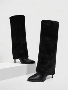 CUCCOO SZL Cuccoo Pointed Toe High Shaft Slim Heel Over-The-Knee Boots, Sexy Lady Rider Boots For Women - Black - View 4