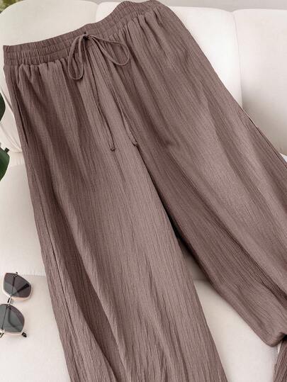 CosyJoli Plus Size Women's New Spring Summer Business Casual Woman Beach Valentine Day Style Fashion Commuting Elegant Wide-Leg Trousers, Beach Vacation College Students Valentines Summer Pants