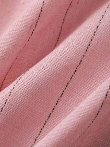 Dazy Plus 加大码宽松条纹翻领长袖粉色休闲衬衫秋季 - 粉色 - 查看 3