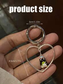Zazumi 1 Piece Hand-Painted Love Penguin Keychain, Heart-Shaped Style Bag Pendant, Sweet And Fashionable Pendant, Bridesmaid Gift, Key Lanyard, Beach Vacation - Multicolor - View 4