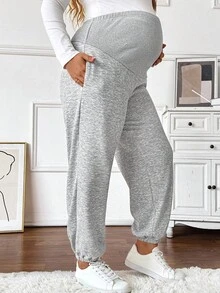 SHEIN 大码孕妇高腰休闲羊毛裤，秋冬