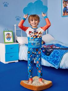 SHEIN | PAW Patrol Young Boy Cartoon Puppy Colorblock Long Sleeve Top And Pants Pajama Set, Autumn/Winter