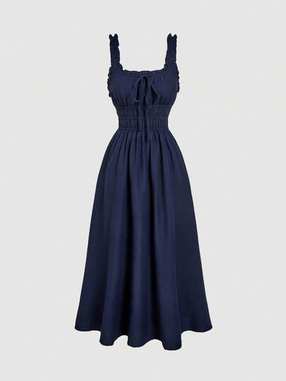 SHEIN MOD 女士优雅纯色无袖连衣裙，夏季