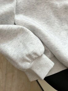 INAWLY Sudadera casual con capucha con cordón, de unicolor y manga larga con cremallera, para otoño/invierno - Gris - Ver 3