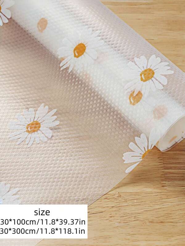 SHEIN 1 pezzo di rivestimento trasparente antiscivolo con motivo a crisantemo, rivestimento antiscivolo per cassetti, rivestimento antiscivolo per frigorifero, rivestimento in EVA impermeabile per armadietti, e rivestimento facile da pulire per armadietti da cucina. Regali di San Valentino, decorazioni per la tavola di San Valentino
