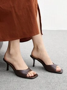 CUCCOO BIZCHIC Women's Coffee Color Square Toe Thin High Heel Strap Casual Versatile High Heel Sandals, Sexy For Dates, Parties, Summer Outfits For Christmas - Coffee Brown - View 6