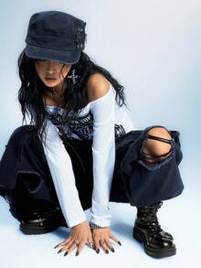 Sugerpunk 女式哥特式圆头粗跟靴，金属扣设计，PU 皮革，黑色，适合派对、日常穿着和休闲时尚 - 黑色 - 查看 7