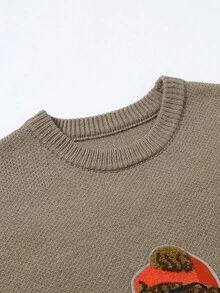 Claim Dot Men's Casual Loose Fit Crew Neck Long Sleeve Sweater, Versatile For Autumn