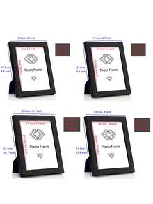 SHEIN Bộ 3 khung ảnh gỗ để bàn và treo tường, kích thước 10x15, 13x18, 15x20, 20x25 inch, thích hợp để trưng bày trên bàn hoặc treo tường, làm quà tặng kỷ niệm. - màu đen - Xem 5