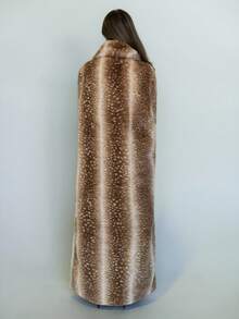 SHEIN ICON Long Loose Faux Fur Coat With Fawn Pattern Women Faux Fur Coats In Fall/Winter - Brown - View 2