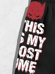 Batman X Manfinity CoralVoy Quần short đi biển cạp rút họa tiết dơi và khẩu hiệu mùa hè dành cho nam - màu đen - Xem 3