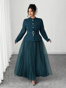 Elenzga 永不过时的万圣节大码套装，哥特式预科，周三风格（周三美学），亚当斯风格（不是家庭） - 綠色 - 查看 5