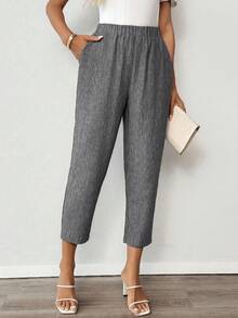 EMERY ROSE Pantalones casuales de unicolor para mujer - Gris Oscuro - Ver 8