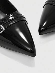 CUCCOO BIZCHIC 女士尖头小猫跟黑色后带日常百搭通勤高跟穆勒鞋 - 黑色 - 查看 6