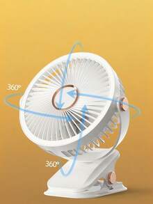 JMMO USB充电迷你台式风扇，带灯和夹子，适合家庭和办公室 - 白色 - 查看 4