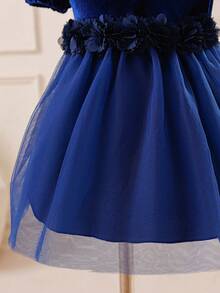 Glamorique Kids 女婴花卉贴花派对礼服，婚礼，优雅 - 藏蓝色 - 查看 6