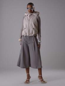 MUSERA Áo không tay dáng rộng cổ cao, khóa kéo, có mũ, thích hợp cho buổi tối sang trọng, gợi cảm, dễ thương, phong cách đường phố, bình minh, buổi tối, mùa hè. - Màu Khaki - Xem 5