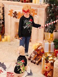 PETSIN Fashionable Christmas Dinosaur Print Pet T-Shirt