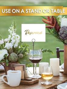 10-Pack Deluxe Golden Reserved Table Signs - Double-Sided, No-Electricity-Needed,Black Simple Golden Stamping Cards Easy-To-Use Paper Signage For Weddings, Parties, Restaurants, Banquets, And Special Events - For Reserving Tables With Elegance And Style - Multicolor - View 3