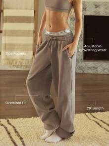 GLOWMODE Pantaloni jogger basic con vita regolabile con coulisse, tasche laterali, in pile pesante, vestibilità oversize, termici e caldi per l'inverno, per uso quotidiano e casual