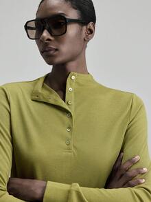 Ontre 2025 Vintergrön pullovertopp med delvis slå om framtill och enkelknäppt skalknappar, elegant och stilig för fest och pendling i stan. - Grön - Visa 7