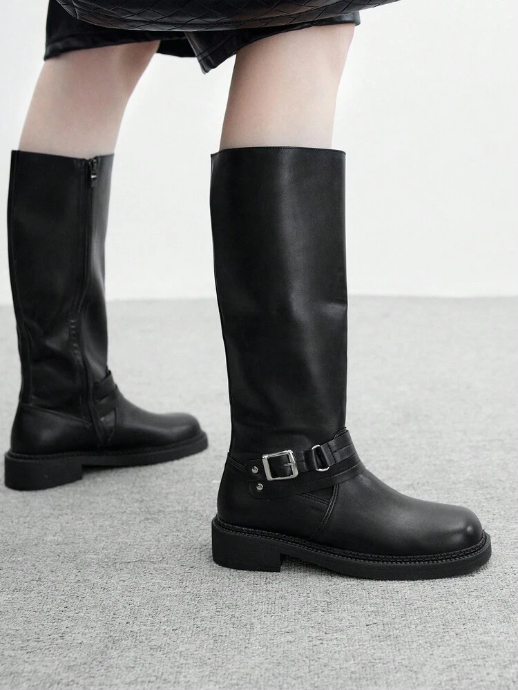 CUCCOO BIZCHIC Women's Fashionable Grey Thick Sole Over-The-Knee Boots