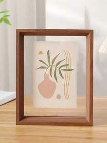 SHEIN 1 Double-Sided Photo Frame, High Transparent Acrylic Glass Wood Plastic Retro Photo Frame, DIY Photo Frame, Can Be Placed In Photos, Specimen Display Frame Calligraphy Frame Photo Frame, Suitable For Living Room, Bedroom Decoration, Holiday Party, Birthday Gift, Home Decoration, Interior Decoration, Creative Desktop Plant Specimen Storage, Valentine's Day Gift (This One Only Has A Photo Frame, No Painting Core, Cardboard, Mind Carefully) - Multicolor - View 9