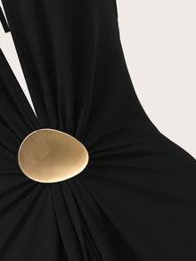 YkhahaYkhahaOpulessa Vestido con estampado floral de escote profundo en V con espalda descubierta y lazo delantero, adecuado para la playa y vacacionesYkhahaYkhaha - Negro - Ver 2