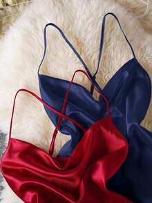 2件套女士性感蕾丝拼布开衩长裙睡衣套装 - 彩色 - 查看 5