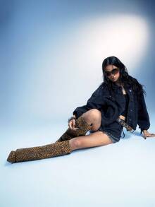 Sugerpunk Women's Buckle Closure Leopard Print Mid-High Heel Knee-High Boots - Multicolor - View 5