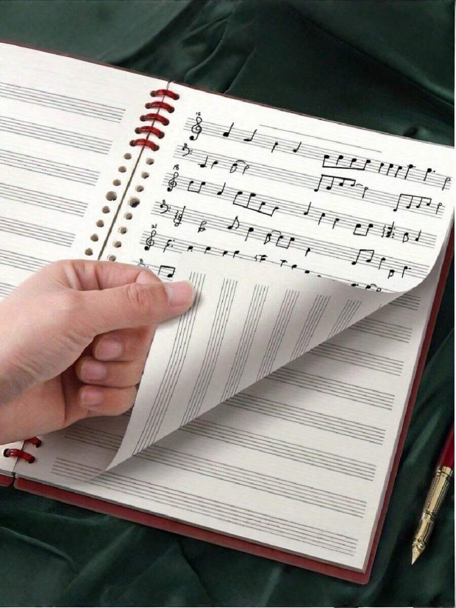 SHEIN 60 Sheet 120 Page B5 Loose-Leaf Music Notebook | Removable Staff Paper Exercise Book For Musicians & Teenagers | Beginner Music Notation Learning Staff Sheets