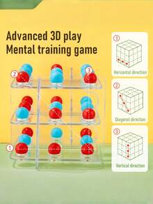 Zazumi 1PC 3D Tic Tac Toe Strategy Board Game For Kids & Adults - 2-4 Players, Rotating Tabletop Puzzle Game For Children's Logic Training, Educational Family Toys, Popular Brain Teaser Gifts For All Ages - Multicolor - View 5