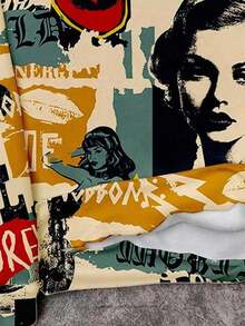 Slaydiva 新款休闲圆领宽松女式运动衫/女式秋装/女式冬装/街头服饰/Y2K 服装/外出装/返校装/复古肖像海报马赛克图案 - 彩色 - 查看 6