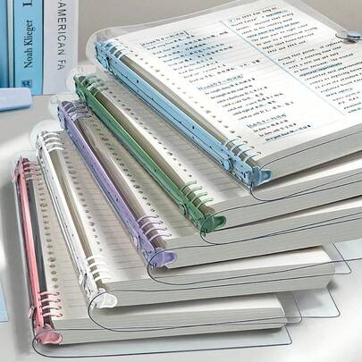 SHEIN 120 页 A5 螺旋笔记本，软透明封面，带穿孔可拆卸纸张，防水设计，音乐主题礼物，适合办公室、学校和大学用品