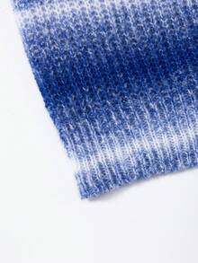 Manfinity Roghcode 男士条纹圆领休闲宽松针织套头衫，渐变色针织毛衣，返校季，秋冬季，长袖上衣 - 藍色 - 查看 5