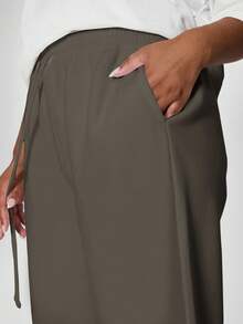 MUSERA 大码长款系带腰部慢跑短裤，适合度假、夏季、假日、优雅休闲的复活节穿着 - 卡其色 - 查看 6